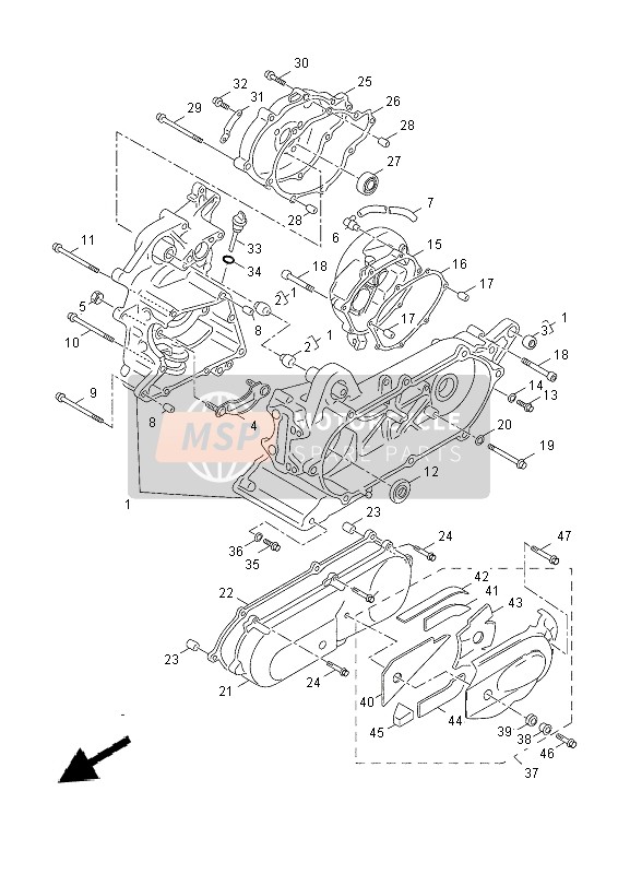 Yamaha YN50FU 2014 KURBELGEHÄUSE für ein 2014 Yamaha YN50FU